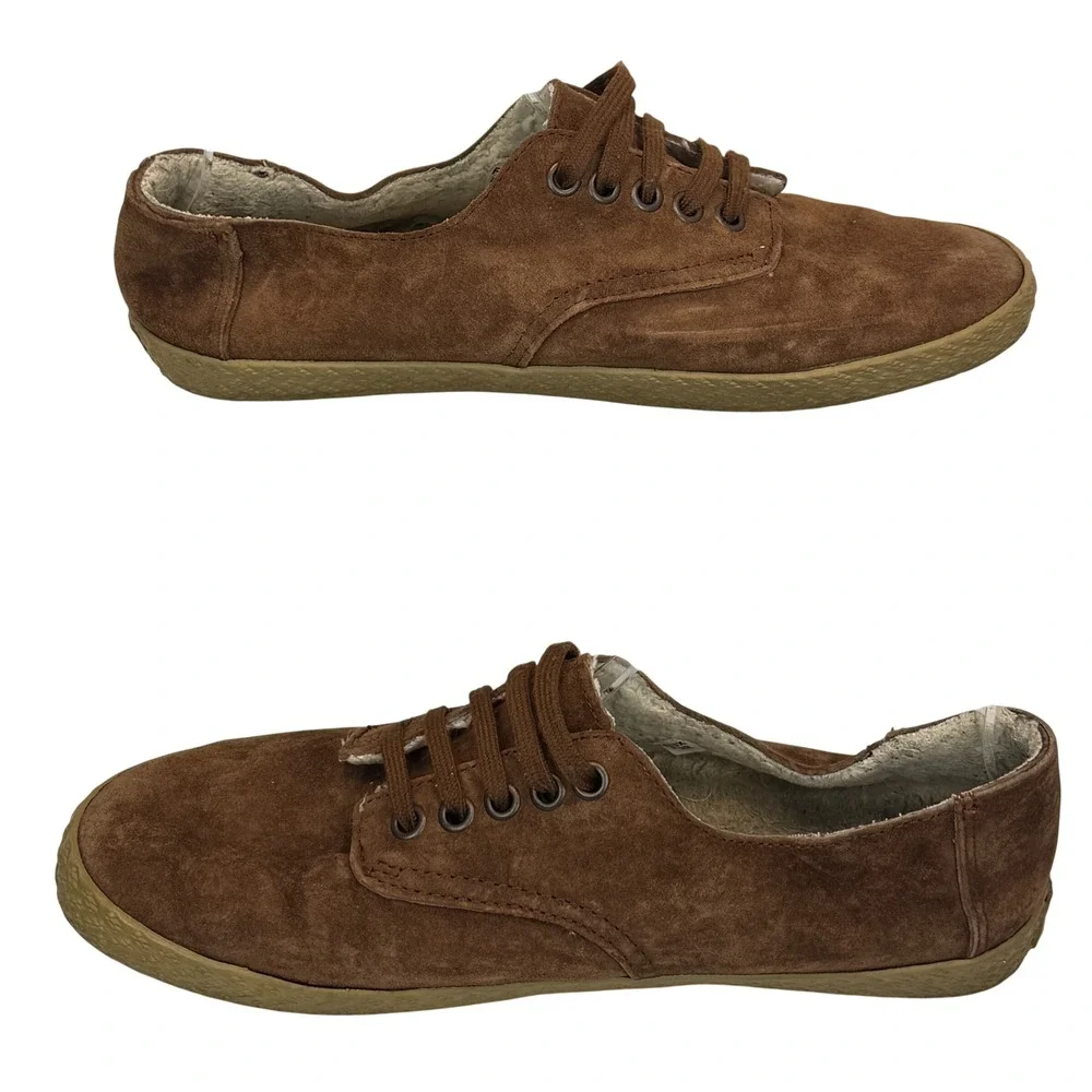 Vans Women's 8.5 Suede Fleece Lined Sneakers‎ Brown Cozy Retro Low Top Shoes